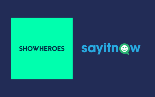 ShowHeroes logo and Say It Now logo